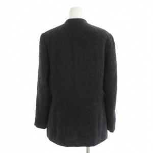 GIORGIO ARMANI ジャケット 上着 ウール 38 黒 ブラック ノーカラー 長袖 /GP