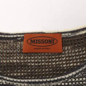 MISSONI ニット セーター ウール カーキ マルチカラー ストライプ柄 ラウンドネック 長袖 /AU