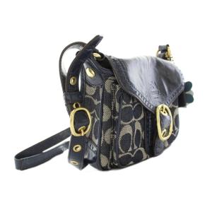 COACH ショルダーバッグ レザー キャンバス シグネチャー 紺 ネイビー 12533 /YT