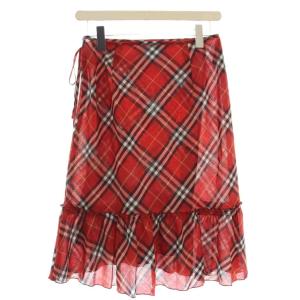 BURBERRY ノバチェック プリーツ 巻きスカート ブラウン 38 BURBERRY