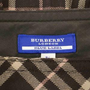 BURBERRY BLUE LABEL ミニスカート チェック柄 ラップスカート ウール 36 焦げ茶 FLF29-582-65 /G