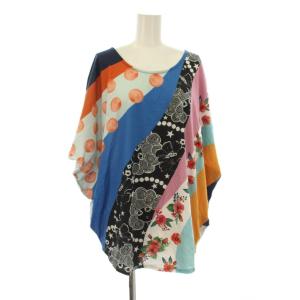 Tシャツ M マルチカラー 総柄 ラウンドネック 半袖 /JP