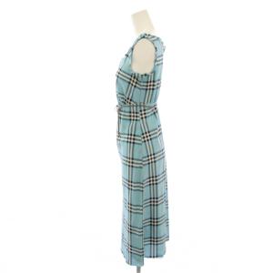 BURBERRY BLUE LABEL ワンピース ひざ丈 チェック柄 ノースリーブ ペチコート付き 36 水色 ライトブルー FM518-232