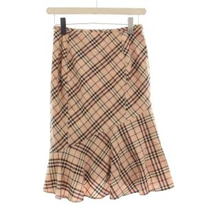 BURBERRY BLUE LABEL スカート ひざ丈 チェック柄 切り替え 36 ピンク /G