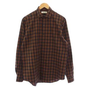 PECK CHECKED SHIRT シャツ ブラウス 長袖 チェック柄 F0 紺 茶 25AMSBL06