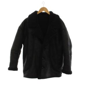 25AW フェイクムートンルーズブルゾン ジャケット S 黒 ブラック 長袖 ボア襟 ボタンフロント /LP