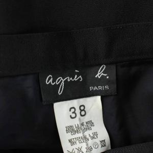 スカート ウール 38 黒 ブラック ラップデザイン ロング丈 ボタン付き