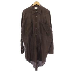 サテンオーバーサイズシャツ Satin Oversize ブラウス 長袖 茶 ブラウン 19050560005710