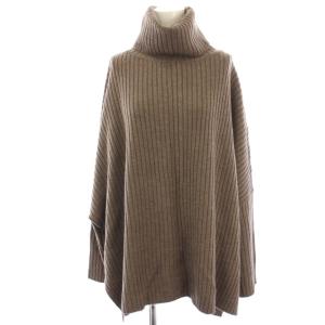 Oversized rib タートルネックプルオーバー リブニット セーター 長袖 ウール 茶 ブラウン