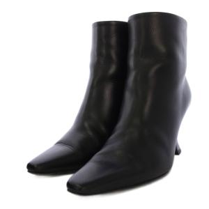 BOTTEGA VENETA ショートブーツ チャンキーヒール レザー 37 黒 /BM