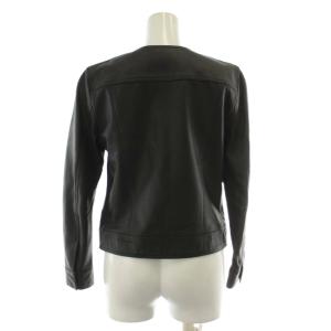 Theory SEMI NAPPA JEAN MOTO レザージャケット 上着 S 黒 ブラック ノーカラー 長袖 フロントジップ