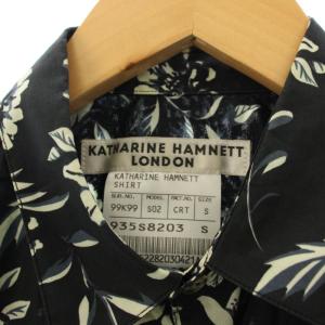 KATHARINE HAMNETT シャツ S 紺 ネイビー 花柄 半袖 開襟 /JP