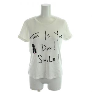 Tシャツ XS 白 ホワイト 半袖 プリント ラウンドネック /AP