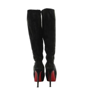 Christian Louboutin ロングブーツ ヒール スエード 38 黒 ブラック /AN71