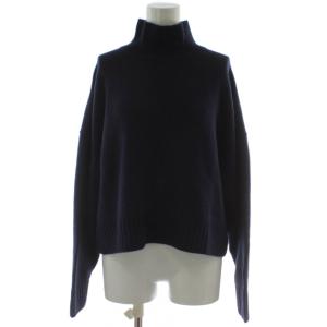 23AW ウール カシミヤ クロップドニット ハイネック セーター ニット S 紺 ネイビー 長袖 01-3301713