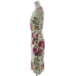 DOLCE&GABBANA ワンピース 絹 シルク 36 マルチカラー 花柄プリント ノースリーブ ミモレ丈 CD-F68O5T /GG