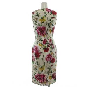 DOLCE&GABBANA ワンピース 絹 シルク 36 マルチカラー 花柄プリント ノースリーブ ミモレ丈 CD-F68O5T /GG