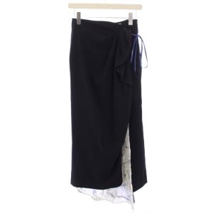 SILK LAME PRINT WRAP SKIRT 1 ネイビー MM19AW-SK042