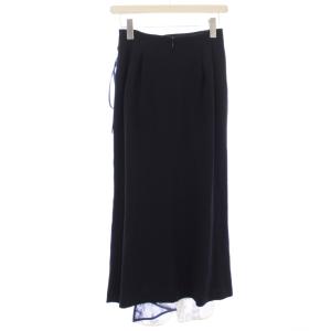 Mame Kurogouchi SILK LAME PRINT WRAP SKIRT 1 ネイビー MM19AW-SK042