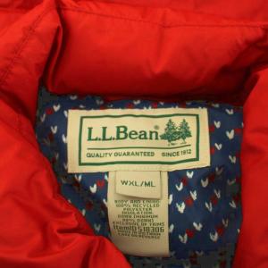L.L.BEAN ダウンベスト ジャケット 上着 WXL/ML 赤 レッド ノースリーブ 総柄 /LP