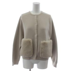 23AW ウールポリエステルミラノリブファーポケットカーディガン 長袖 S ベージュ 11-02-34-02208