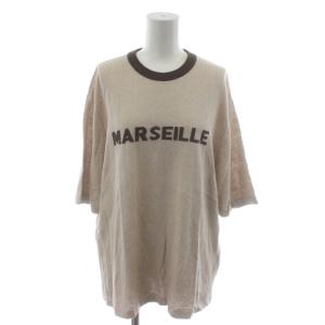 MAISON et VOYAGE ニット セーター 半袖 コットン 麻混 リネン混 L ベージュ ロゴ