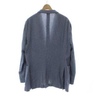 BOGLIOLI 50K.JACKET ジャケット 上着 麻 リネン 48 青 ブルー チェック柄 ノッチドラペル 長袖