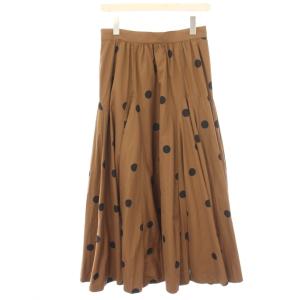 23AW ドットマチスカート フレアスカート マキシ ロング 水玉 38 茶 ブラウン 33330620
