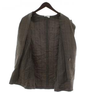 IENA LA BOUCLE リネンレーヨンウィンドペンジャケット 茶 長袖 チェック柄 24010914120010