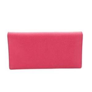 Salvatore Ferragamo ガンチーニクリップコンチネンタルウォレット 長財布 二つ折り 小銭入れ レザー ピンク ゴールドカラー