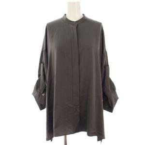 TRIACE SATIN SHIRT シャツ ブラウス サテン 長袖 ビッグシルエット 38 グレー 123517071