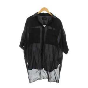 21SS シアーシャツ 2 黒 半袖 胸ポケット付き /JP