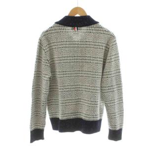 THOM BROWNE ニットジャケット ジップアップ ウール 1 ネイビー アイボリー MKJ003A00015