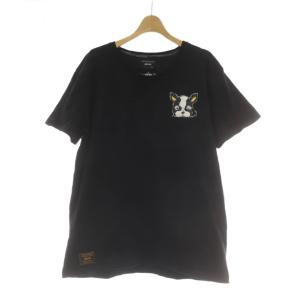 ×ジョジョの奇妙な冒険 イギー ポケット Tシャツ 4 黒 ブラック 半袖 /AU