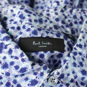 PAUL SMITH シャツ S 紺 ネイビー 総柄 長袖 レギュラーカラー /AP