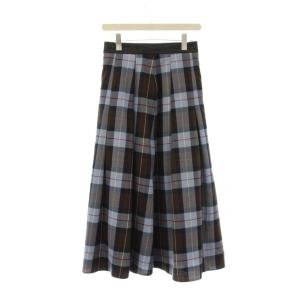 スカート 36 紺 茶 水色 チェック柄 タックプリーツ ロング丈 085-74010 /JP