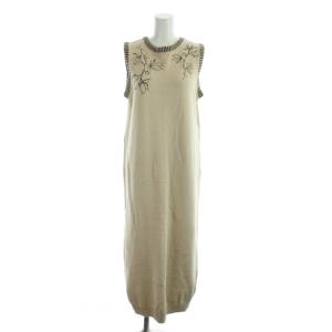 embroidery flower no sleeve knit op ニットワンピース F ベージュ