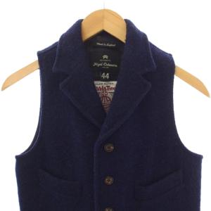 Nigel Cabourn ハリスツイード ベスト ジャケット ウール 44 ネイビー /BM