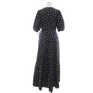 kate spade new york Dainty Bloom Wrap Dress ラップワンピース ロング 半袖 2 紺 ネイビー 花柄