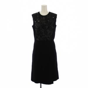 ワンピース ミモレ丈 ノースリーブ スパンコール 40 黒 M5J18-245-09 /BM