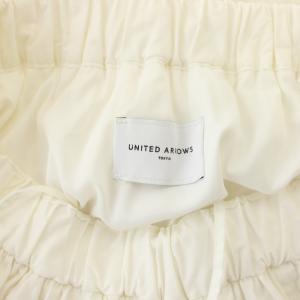 UNITED ARROWS フレアスカート 36 白 ロング丈 ドローストリングウエスト 無地 サイドポケット /JP