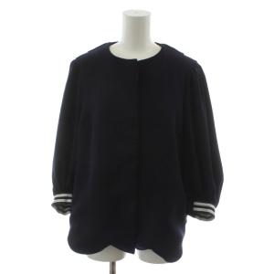 BALLON SLEEVES TOP バルーンスリーブストップ シャツ ブラウス 長袖 36 紺 ネイビー