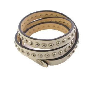 TRIPLE BRACELET ブレスレット スタッズ レザー 白 ホワイト /AN49