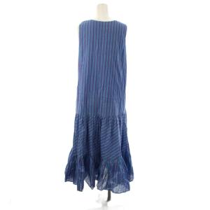 UNITED ARROWS ワンピース 38 青 ストライプ柄 ノースリーブ ティアード /JP