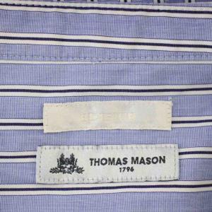 EDIFICE THOMAS MASON オーバーサイズ バンドカラーシャツ ストライプ M 水色 ライトブルー 22-050-300-8010