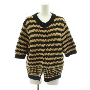 20AW UNEVEN DOT HALF SLEEVE KNIT ニットカーディガン ボーダー柄 半袖