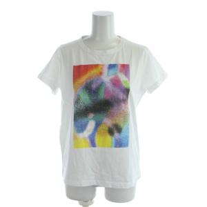 Tシャツ 2 白 ホワイト グラフィックプリント ラメ ラウンドネック 半袖 /AP