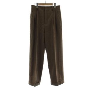 25AW ガンクラブチェックパンツ パンツ 38 茶色 ブラウン チェック柄 プリーツ ロールアップ裾