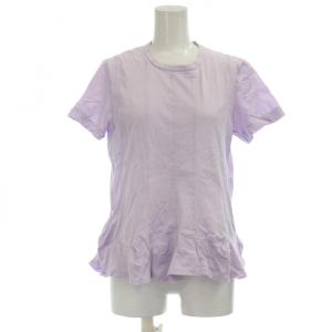 Tシャツ M 紫 半袖 裾フリル ラウンドネック TE-T042 /JP