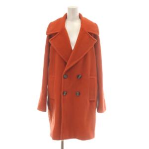 コート ウール カシミヤ混 42 オレンジ ダブルブレスト ロング ラペルカラー /AU